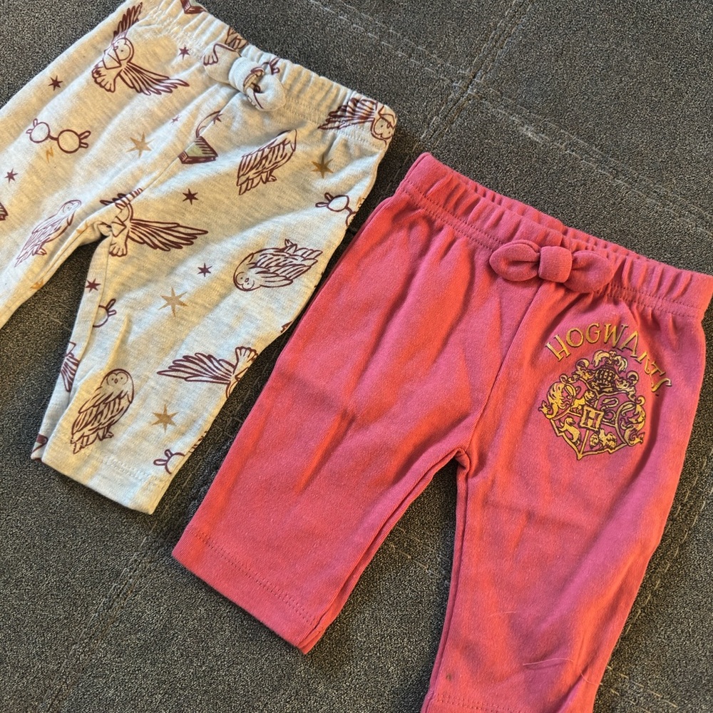 Warner Bros. Hogwarts Themed Kids Leggings - 2 pack Pink and Cream